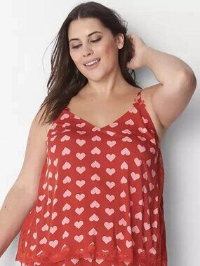 EUC Hearts Lace Slinky Cami